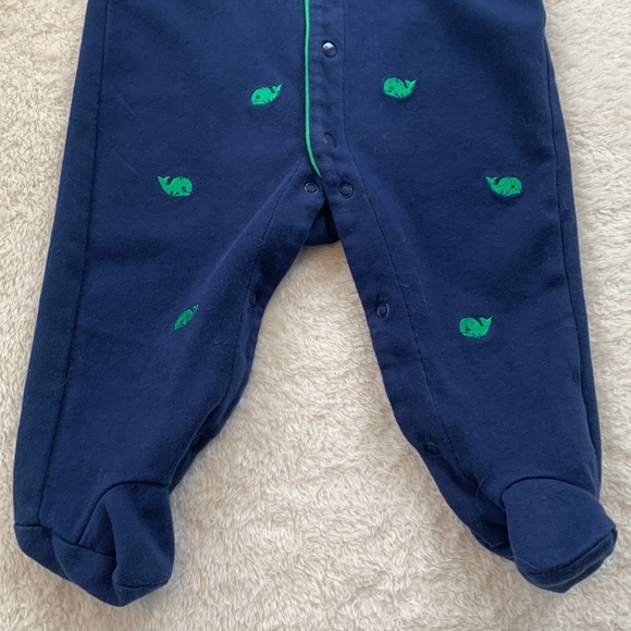 Little Me Navy Blue & Green Whale Footie 6M EUC - Picture 3 of 8